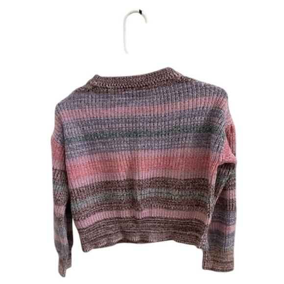 Gap-Kids-Puff‎ Sleeve-Chunky-Sweater-100% Cotton-Pink Multi-Color-Girls-L - Picture 2 of 4